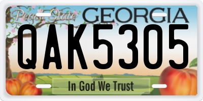 GA license plate QAK5305