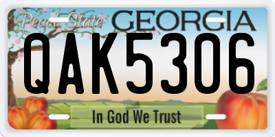 GA license plate QAK5306