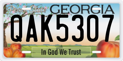 GA license plate QAK5307