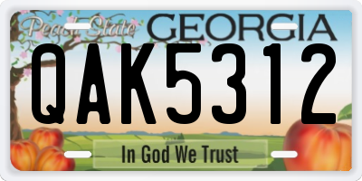 GA license plate QAK5312