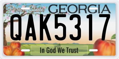 GA license plate QAK5317