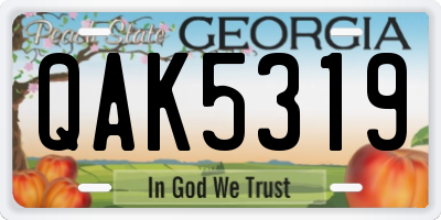 GA license plate QAK5319