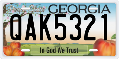 GA license plate QAK5321