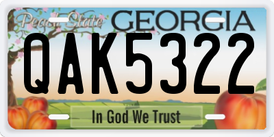 GA license plate QAK5322