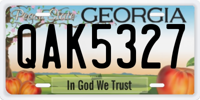 GA license plate QAK5327