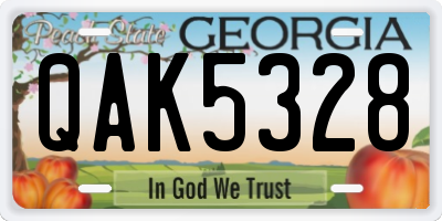 GA license plate QAK5328