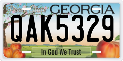 GA license plate QAK5329