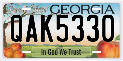 GA license plate QAK5330