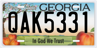 GA license plate QAK5331