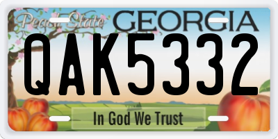 GA license plate QAK5332