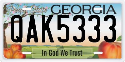 GA license plate QAK5333