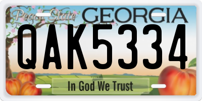 GA license plate QAK5334