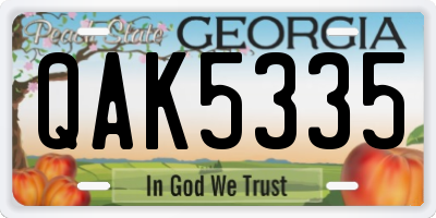 GA license plate QAK5335