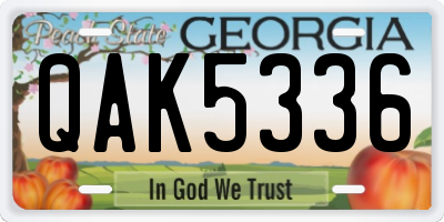 GA license plate QAK5336