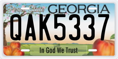 GA license plate QAK5337