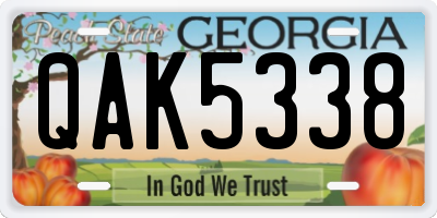 GA license plate QAK5338