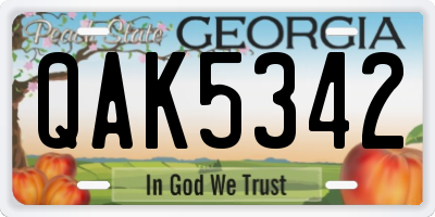 GA license plate QAK5342