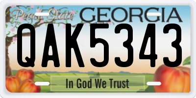 GA license plate QAK5343