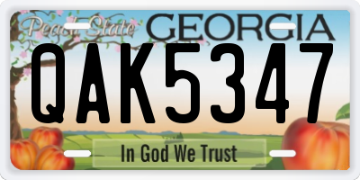 GA license plate QAK5347