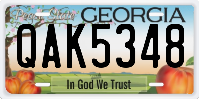 GA license plate QAK5348