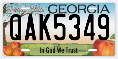 GA license plate QAK5349
