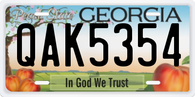 GA license plate QAK5354