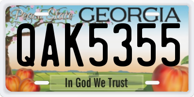 GA license plate QAK5355