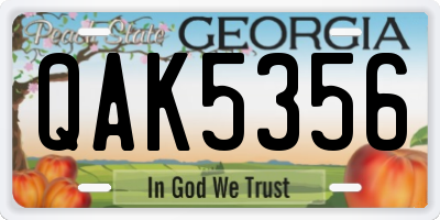 GA license plate QAK5356