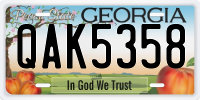 GA license plate QAK5358