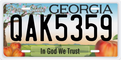 GA license plate QAK5359