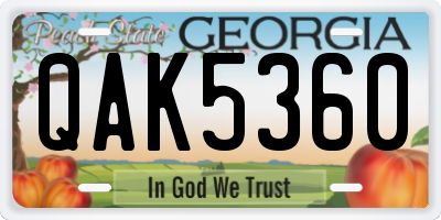 GA license plate QAK5360