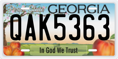 GA license plate QAK5363