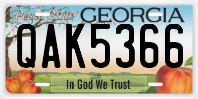 GA license plate QAK5366