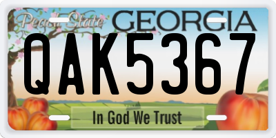 GA license plate QAK5367