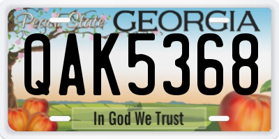 GA license plate QAK5368