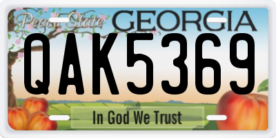 GA license plate QAK5369