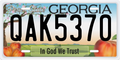 GA license plate QAK5370