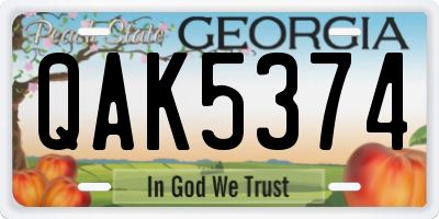 GA license plate QAK5374