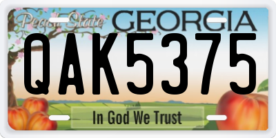 GA license plate QAK5375