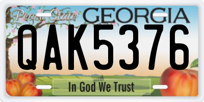 GA license plate QAK5376