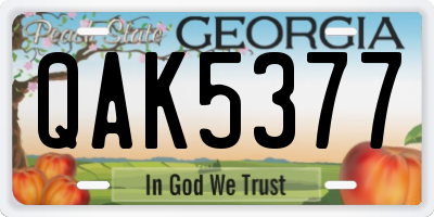 GA license plate QAK5377