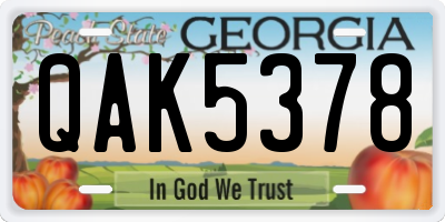 GA license plate QAK5378