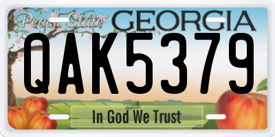 GA license plate QAK5379