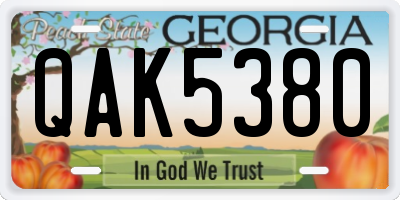 GA license plate QAK5380