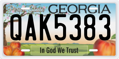 GA license plate QAK5383