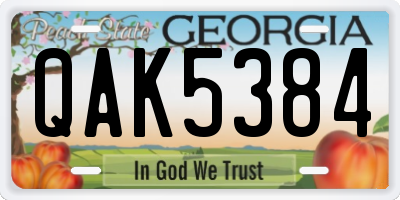 GA license plate QAK5384