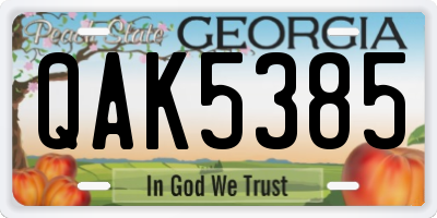 GA license plate QAK5385