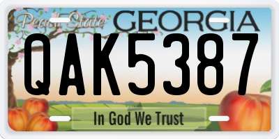 GA license plate QAK5387