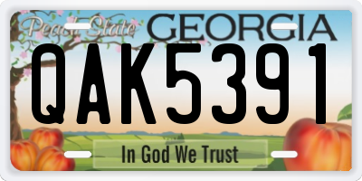 GA license plate QAK5391