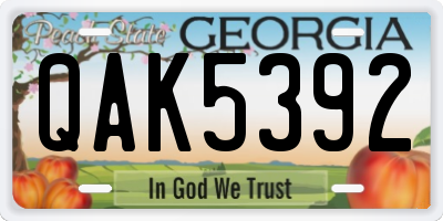GA license plate QAK5392